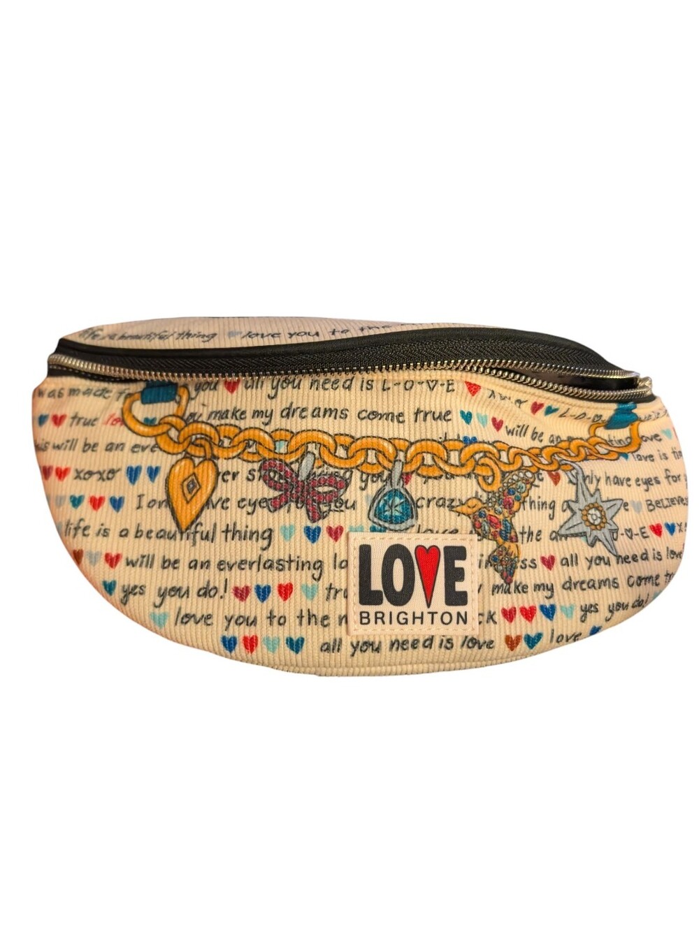 Brighton Cream LOVE Heart Print Cosmetic Pouch